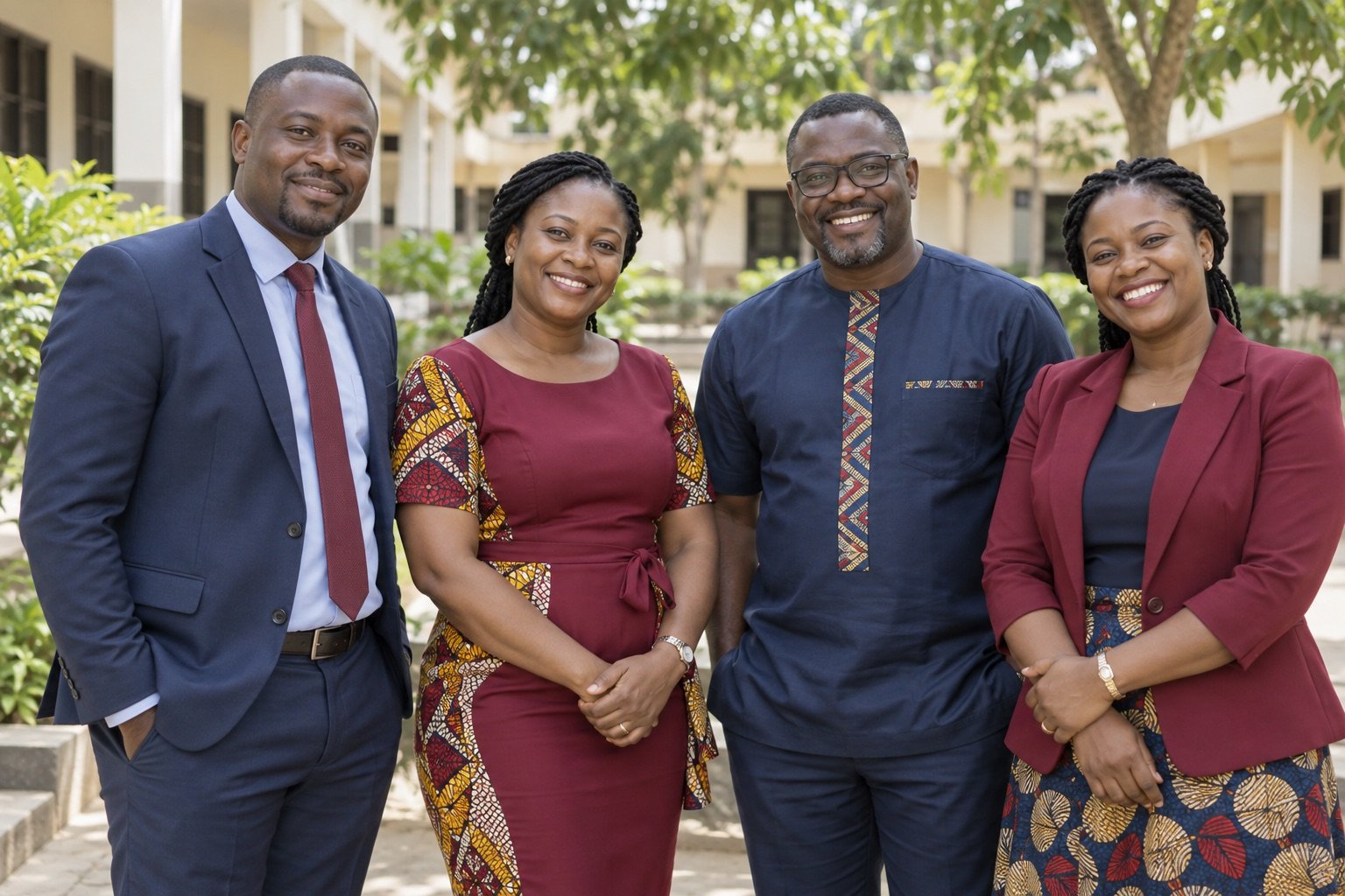 AI-generated sample group portrait of four fictional Ghanaian teachers